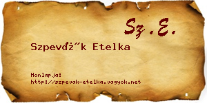 Szpevák Etelka névjegykártya